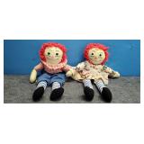 2)  Homemade Raggedy Ann & Andy Style Dolls 17'