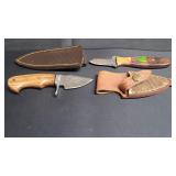 2) Knives with Sheaths 2' & 2 1/2' Blades
