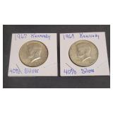 2) Kennedy 40% Silver Half Dollars