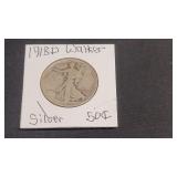 1918 D Wlaking Liberty Silver Half Dollar