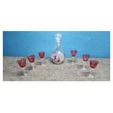 Vintage Gotham Cherrywood Decanter and Glasses