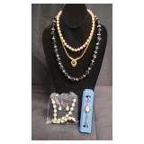 1) Watch 1) Beaded Jewelry Set 3) Necklace