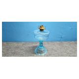 Antique Blue Glass Kerosene Lamp (missing shade)