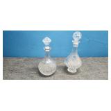 Two Vintage Crystal Decanters 12' &13' tall