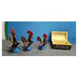 Great  Decorative Roosters & Box