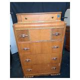 1930's Art Deco Waterfall Style Tallboy Dresser