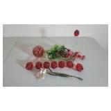 Vintage Glass Roses, Grapes & Flower