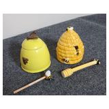 Vintage Beehive Ceramic Honey Pots