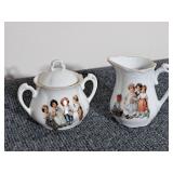Antique German Porcelain Creamer & Sugar Bowl Set