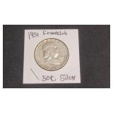 1951 Silver Franklin Half Dollar
