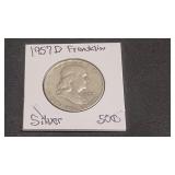 1957 D Silver Franklin Half Dollar