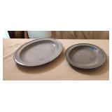 Two Vintage Graniteware Oval Platers 16' & 14'