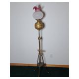 Antique Brass Telescoping Piano Oil Lamp
