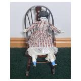 Vintage Porcelain China Doll w/Rocking Chair