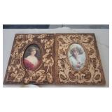 Vintage Flemish Art Pyrography Portraits