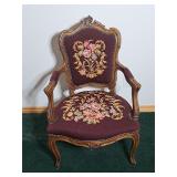 Vtg French Provincial Needlepoint Chair