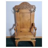 Vtg Victorian Oak Hall Tree w/Storage