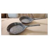 Two Graniteware Frying Pans 10' diameter