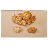 Handpainted FontaniniDepos Italy Resin Angel Heads