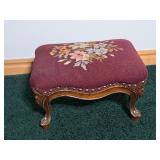 Antique Needlepoint Footstool