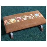Vintage Footstool w/Needlepoint Top
