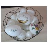 Vintage Egg Basket Hand Blown Eggs