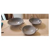 Vintage Graniteware Wok Pans 8' 10' & 12'diameter