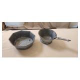 2) Graniteware Strainers 6 & 8' diameter