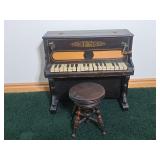 Vintage Schoenhut Wooden Toy Piano w/Stool