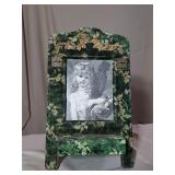 Vintage Velvet Covered Easel Photo Frame