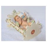 Vintage Miniature Cradle w/Wooden Doll
