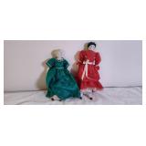 Two Vintage Collectable Porcelain Doll's