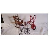 Vintage Dollhouse Rocking Chair and Bike's