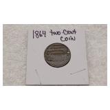 1864 Two Cent Coin Good Date