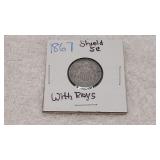 1867 Shield Nickel with Rays