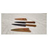 Two Kitchen Knives with Sheaths