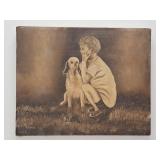 20'ï¿½16' Boy and Dog On Canvas Signed POSNER