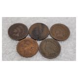 5) 1905 Indian Head Pennies