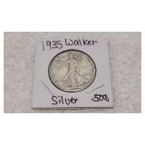 1935 Walking Liberty Silver Half Dollar