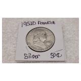 1952 D Silver Franklin Half Dollar