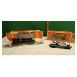 Lionel O Gauge Flat Cars with Logs & Beachcraft