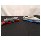 Lionel Flatcars w/Navy Submarine & USMC Boat