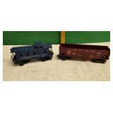 Lionel O Gauge Hooper car, & Caboose