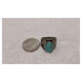 7.75 Size .925 Silver & Turquoise Ring