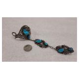 Silver & Turquoise Native American Slave Bracelet