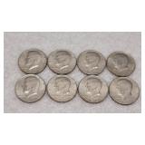 Eight 1776-1976 Bicentennial Kennedy Half Dollars