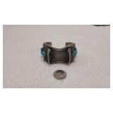 Navajo Silver & Turq. Martin Musket Cuff Bracelet