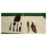Two Damascus Knives with Sheaths