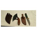 Two Damascus Knives with Sheaths