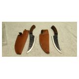 Two Damascus Knives with Sheaths
